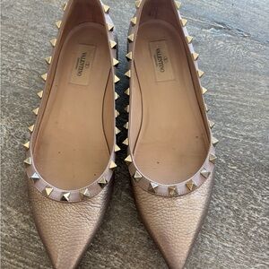 Valentino Garavani Metallic Studded Flats - Bronze